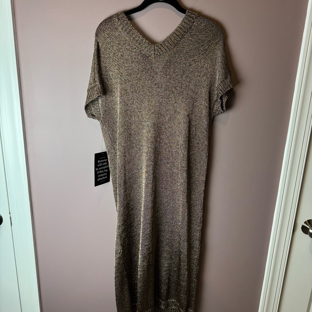 NWT Tuckernuck Bronze Metallic Knit Indie Dress M - Picture 8 of 11